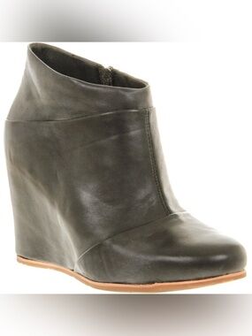 UGG Carmine Women's Leather Wedge Heeled Ankle Boots In Grey Size 11